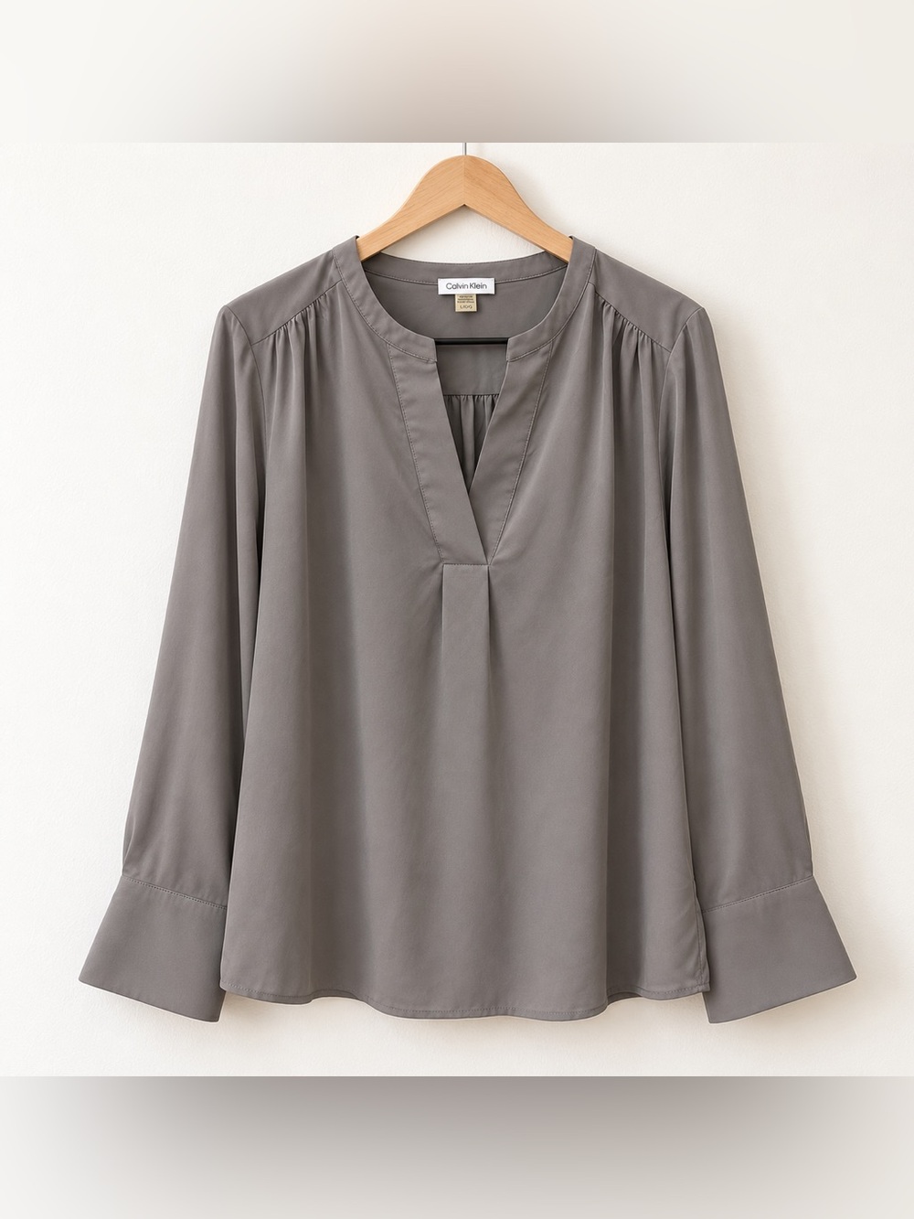 Calvin Klein Slate Gray Split-Neck Long Sleeve Tunic - NWOT Size L